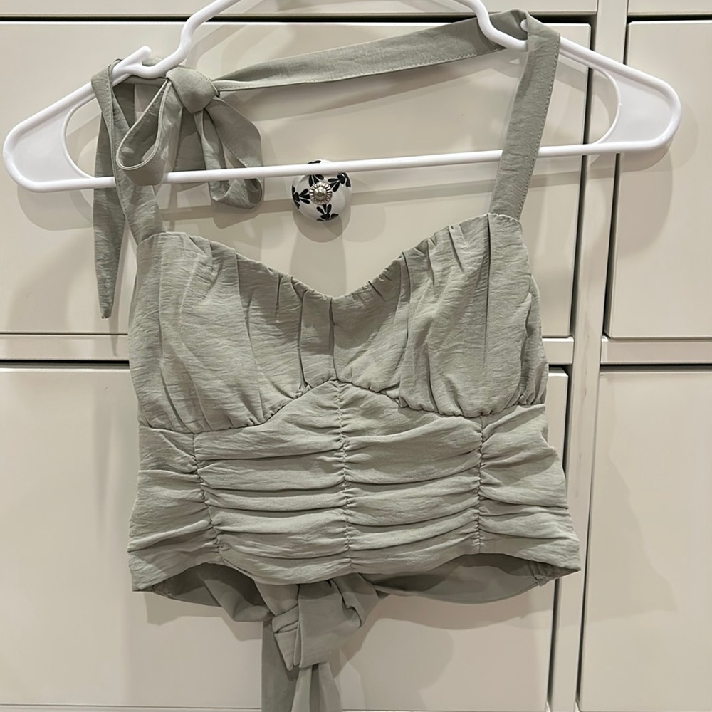 Forever 21 green tie top
